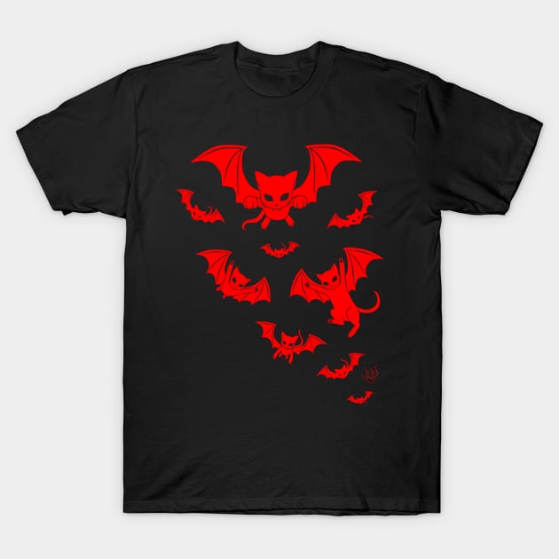 Batcat Red T-Shirt by BastetLand